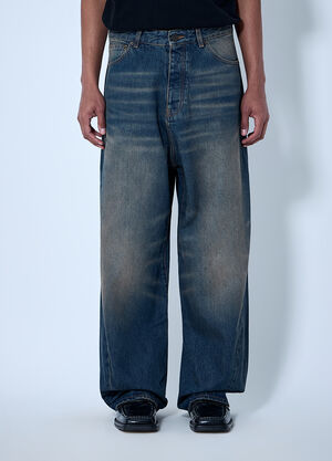 LN-CC® - VETEMENTS: Wide-Leg Denim Trousers - Navy VETEMENTS Wide-Leg Denim Trousers Navy vet0164007