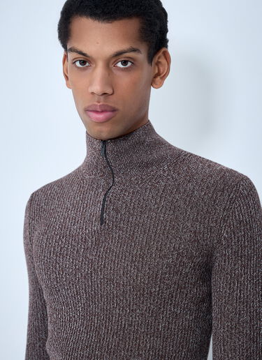 LN-CC® - Prada: High Neck Zip Sweater - Brown Prada High Neck Zip Sweater Brown pra0163055