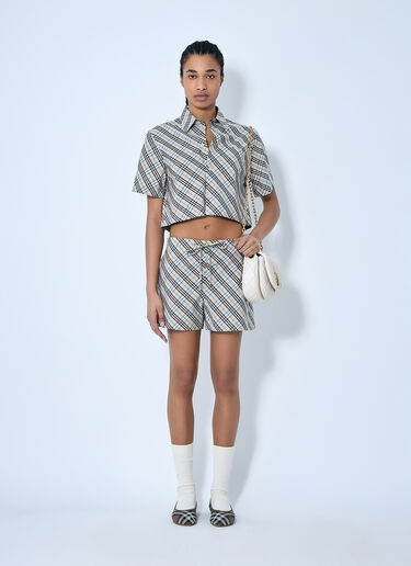 LN-CC® - Burberry: Check Drawstring Shorts - Beige Burberry Check Drawstring Shorts Beige bur0259010