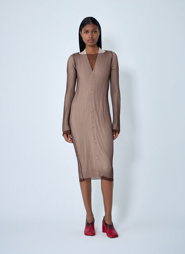 MM6 Maison Margiela Layered Cardigan Dress Brown mmm0262005