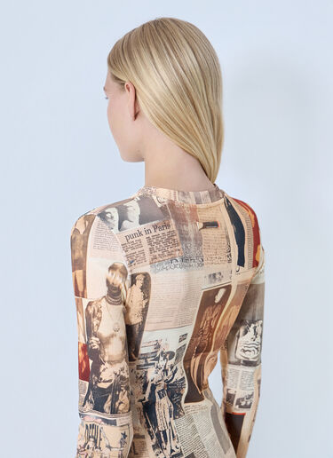 LN-CC® - Jean Paul Gaultier: Journal Printed Long Dress - Beige Jean Paul Gaultier Journal Printed Long Dress Beige jpg0264003