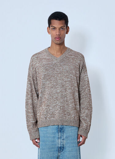 Maison Margiela 브이넥 니트 스웨터 갈색 mla0164100