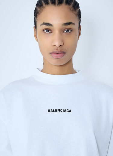 Balenciaga Logo Motif Cropped T-Shirt White bal0259065