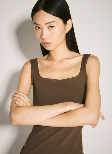 LN-CC® - Entire Studios: Square Neck Mini Dress - Brown Entire Studios Square Neck Mini Dress Brown ent0257010