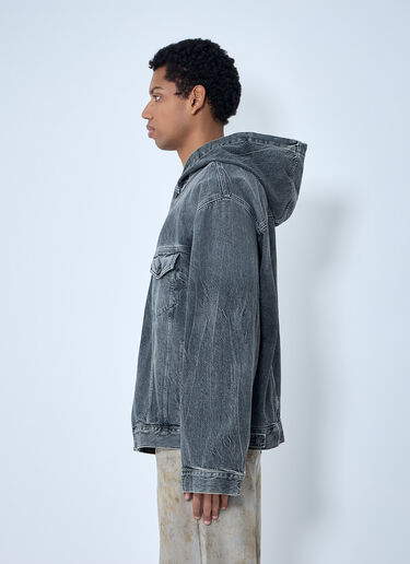 LN-CC® - Acne Studios: Hooded Denim Jacket - Black Acne Studios Hooded Denim Jacket Black acn0163027