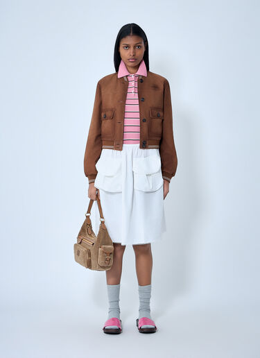 Miu Miu Suede Bomber Jacket Brown miu0263004
