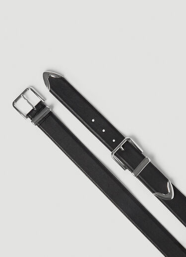 LN-CC® - Dolce & Gabbana: Double Buckle Leather Belt - Black Dolce & Gabbana Double Buckle Leather Belt Black dol0154012
