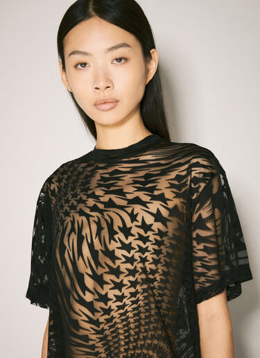 LN-CC® - Mugler: Sheer Flocked Star T-Shirt - Black Mugler Sheer Flocked Star T-Shirt Black mug0255024