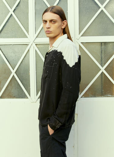 LN-CC® - NÒMARYTHM TEXTILE: 手染开领衬衫 - 黑色 NÒMARYTHM TEXTILE 手染开领衬衫 黑色 nma0154008