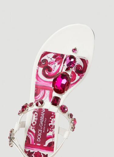 Dolce & Gabbana 크리스털 장식 마졸리카 샌들 화이트 dol0253021