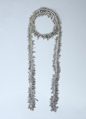 LN-CC® - Dries Van Noten: Embellished Metal Fringe Necklace - Silver Dries Van Noten Embellished Metal Fringe Necklace Silver dvn0263014