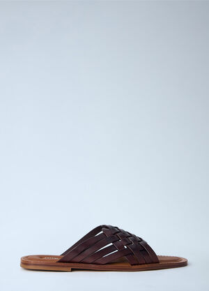 Miu Miu Woven Leather Sandals Brown miu0164042