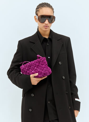 LN-CC® - Bottega Veneta: Kalimero Cha-Cha Suede Shoulder Bag - Purple Bottega Veneta Kalimero Cha-Cha Suede Shoulder Bag Purple bov0258016
