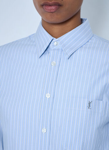 Saint Laurent Striped Cotton Poplin Shirt Light Blue sla0263026