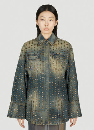 LN-CC® - Blumarine: Studded Denim Jacket - Blue Blumarine Studded Denim Jacket Blue blm0252034