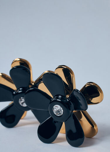 LN-CC® - Marni: Enameled Metal Flower Pop Earrings - Black Marni Enameled Metal Flower Pop Earrings Black mni0259029