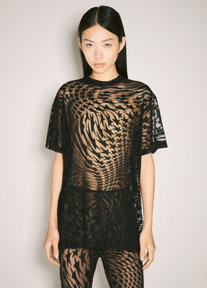 Mugler Sheer Flocked Star T-Shirt Black mug0255024