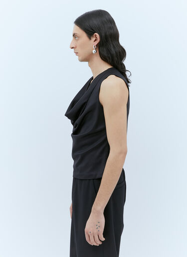 LN-CC® - Aaron Esh: Draped Wool Top - Black Aaron Esh Draped Wool Top Black ash0154005