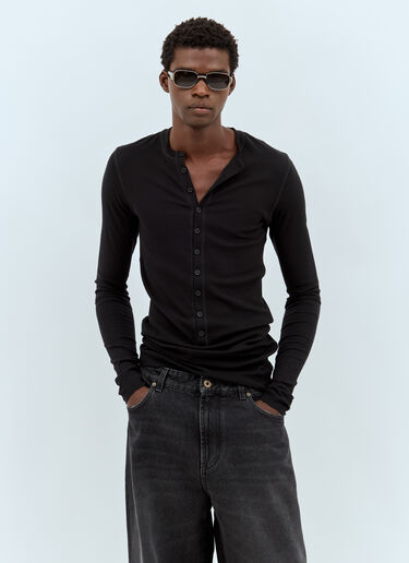 LN-CC® - Dries Van Noten: Square-Oval Sunglasses - Black Dries Van Noten Square-Oval Sunglasses Black vns0158001