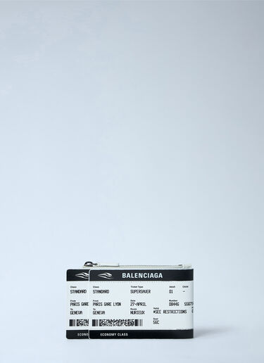 LN-CC® - Balenciaga: Ticket-Print Leather Zip Pouch - White Balenciaga Ticket-Print Leather Zip Pouch White bal0162016