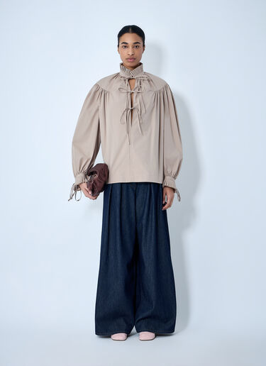 Dries Van Noten Gathered Neck Blouse Beige dvn0263008