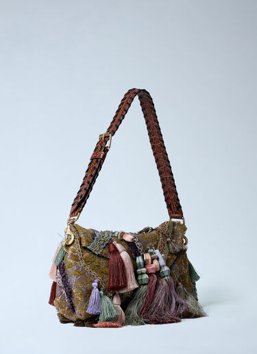 LN-CC® - Dries Van Noten: Ornate Tassel Clutch Bag - Khaki Dries Van Noten Ornate Tassel Clutch Bag Khaki dvn0262036