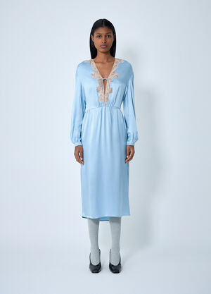 LN-CC® - Prada: Satin Crepe And Lace Dress - Light Blue Prada Satin Crepe And Lace Dress Light Blue pra0262100