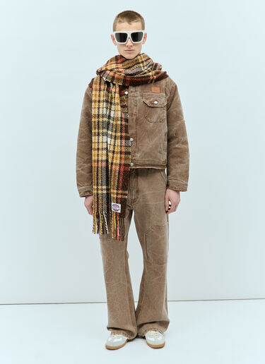 Acne Studios 격자 무늬 프린지 스카프 브라운 acn0156030
