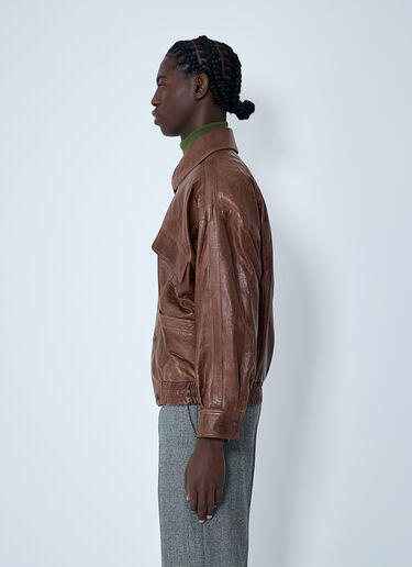 LN-CC® - Saint Laurent: Double Breasted Leather Jacket - Brown Saint Laurent Double Breasted Leather Jacket Brown sla0162027
