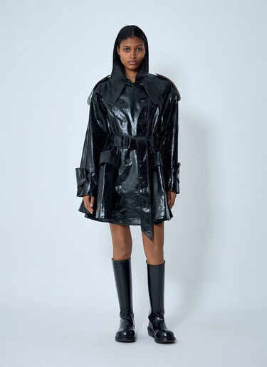 Chloé Patent Leather Trench Coat Black chl0262011