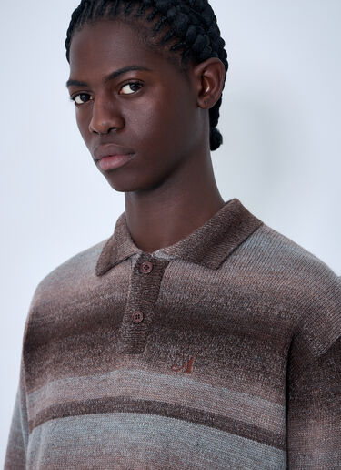 Awake NY Striped Polo Sweater Brown awa0162004