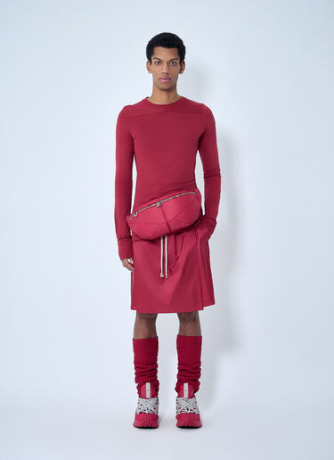LN-CC® - Moncler + Rick Owens: Drawstring Midi Kilt Shorts - Red Moncler + Rick Owens Drawstring Midi Kilt Shorts Red mcs0363012