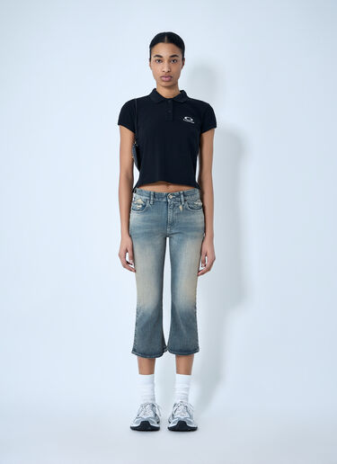 LN-CC® - Balenciaga: Cropped Distressed Denim Jeans - Blue Balenciaga Cropped Distressed Denim Jeans Blue bal0263013