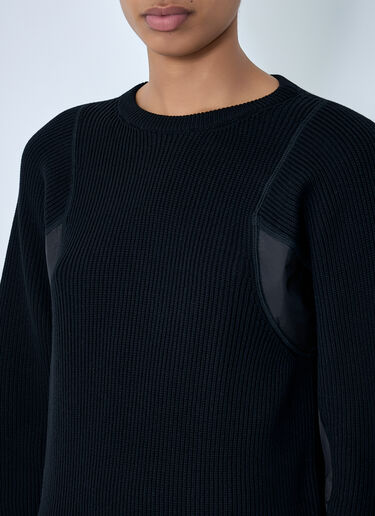 Moncler Ribbed Knit Sweater with Contrast Panels Black mon0263048