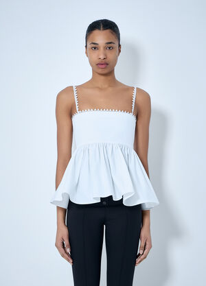 Jacquemus Peplum Top with Zigzag Trim White jac0264012