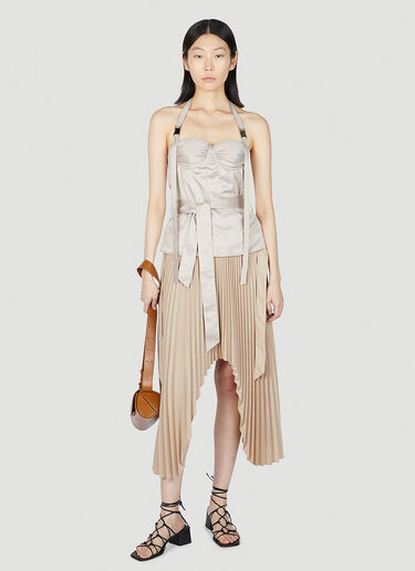 LN-CC® - Rokh: Satin Pleated Skirt - Beige Rokh Satin Pleated Skirt Beige rok0251005