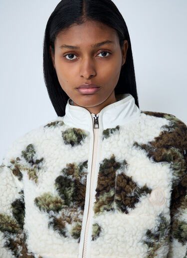 LN-CC® - Moncler: Textured Zip-Up Jacket - White Moncler Textured Zip-Up Jacket White mon0262040