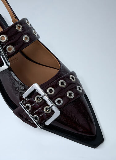 GANNI バックル バレリーナフラット  バーガンディ gan0261027