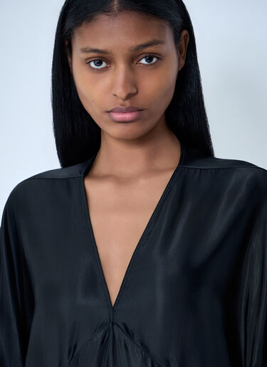 LN-CC® - Rick Owens: Silk Draped Maxi Dress - Black Rick Owens Silk Draped Maxi Dress Black ric0263036