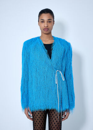 LN-CC® - Dries Van Noten: Fringed Jacket - Light Blue Dries Van Noten Fringed Jacket Light Blue dvn0264001