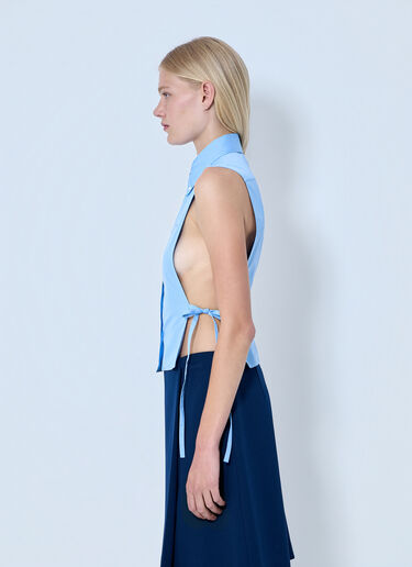 LN-CC® - Miu Miu: Poplin Sleeveless Shirt - Blue Miu Miu Poplin Sleeveless Shirt Blue miu0264101