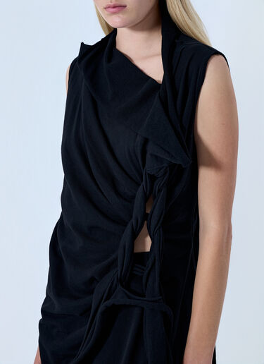 LN-CC® - Yohji Yamamoto: High Twisted French Terry Braided Top - Black Yohji Yamamoto High Twisted French Terry Braided Top Black yoy0264007