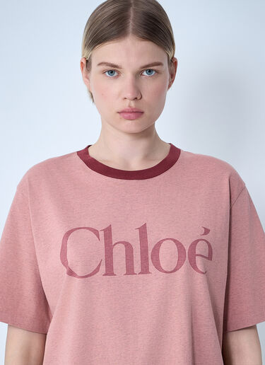 LN-CC® - Chloé: Logo Motif T-Shirt - Pink Chloé Logo Motif T-Shirt Pink chl0261005