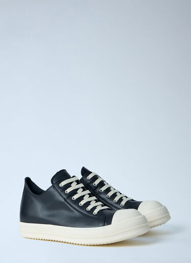 LN-CC® - Rick Owens: Leather Low-Top Sneakers - Black Rick Owens Leather Low-Top Sneakers Black ric0163031