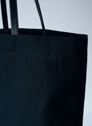 The Row Tori Leather-Trimmed Canvas Tote Bag Black row0365002