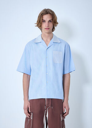 LN-CC® - Marni: Striped Cotton Poplin Shirt - Blue Marni Striped Cotton Poplin Shirt Blue mni0163004