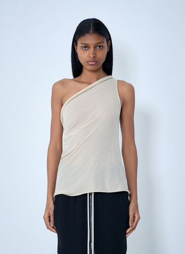 Rick Owens Asymmetric Draped T-Shirt Beige ric0263012