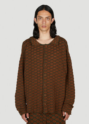 LN-CC® - Isa Boulder: Sphere Knit Long Sleeved Cardigan - Brown Isa Boulder Sphere Knit Long Sleeved Cardigan Brown isa0151006