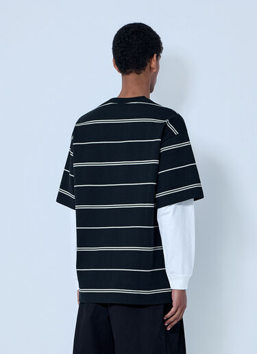 Comme des Garçons Homme ストライプ コットン ジャージー Tシャツ 黒 cdh0164003