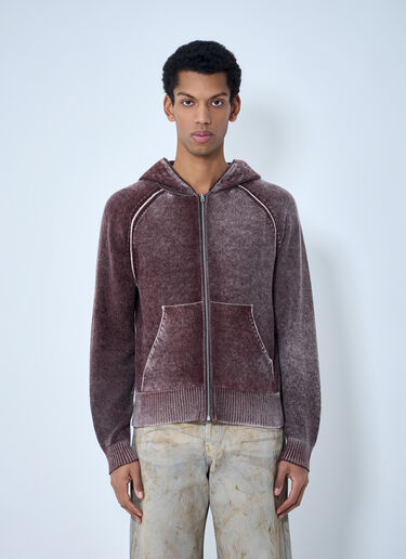 LN-CC® - Acne Studios: Zip-Up Hooded Sweatshirt - Burgundy Acne Studios Zip-Up Hooded Sweatshirt Burgundy acn0163001